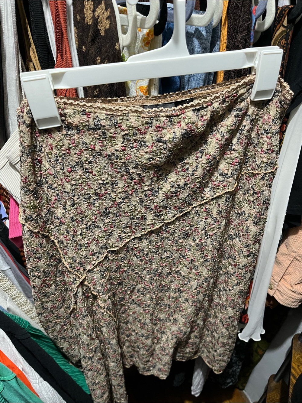 Bisou Bisou Beige Floral Asymmetrical Midi Skirt XL - Picture 10 of 16